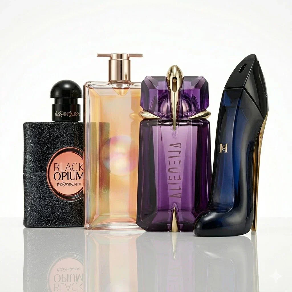 Σετ 4 αρωμάτων | YSL Black Opium, Lancôme Idôle, Mugler Alien, Carolina Herrera Good Girl.