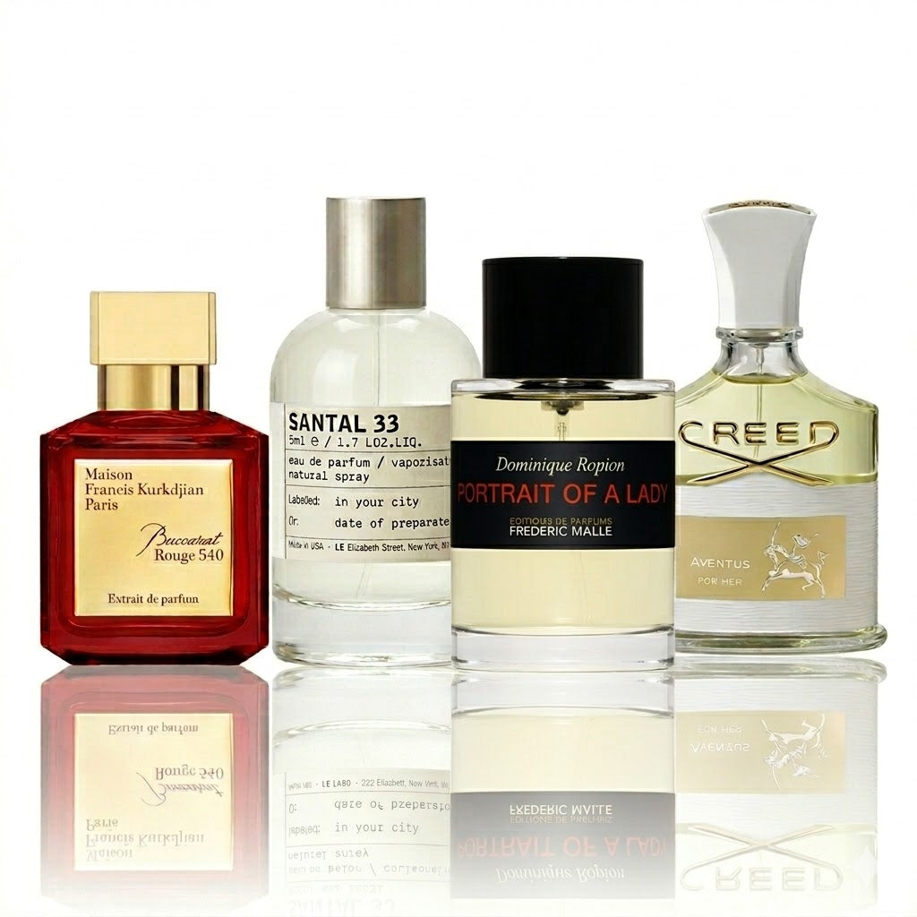 Σετ 4 αρωμάτων | Baccarat Rouge 540, Santal 33, Portrait of e Lady, Aventus for Her